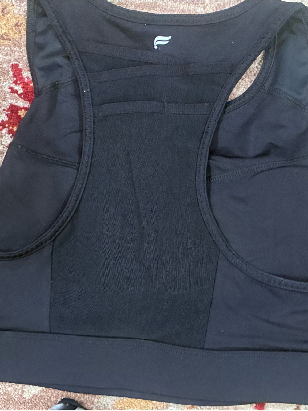 Fabletics Black Sports Bra with Green Multi Tie-Dye Racerback Top - Picture 6 of 7